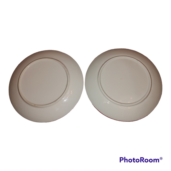 Bundle of 2 Red Christmas Snowman Decorative Plates Winter Seasonal - Flawed - Picture 2 of 4